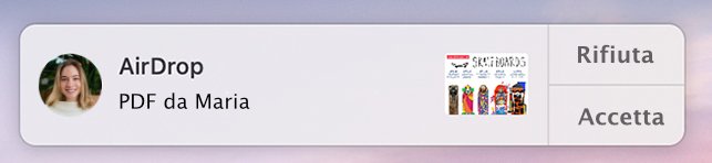 macos airdrop PDF in arrivo accetta rifiuta popup accept button