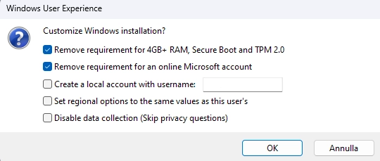 Creare una pennetta USB per linstallazione di Windows 11 Rimuovi TPM 2 Secure Boot e requisiti RAM 2