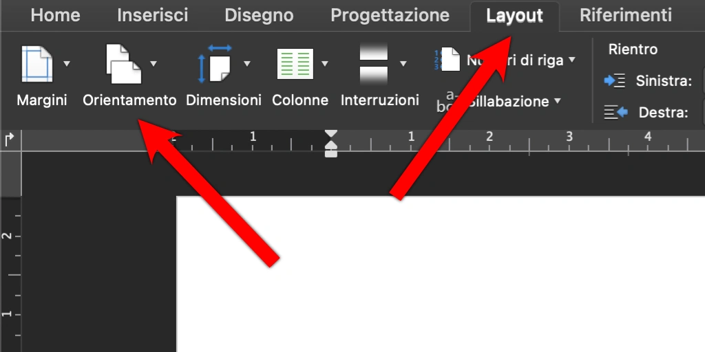 Come ruotare una pagina su Word, layout, orientamento 1