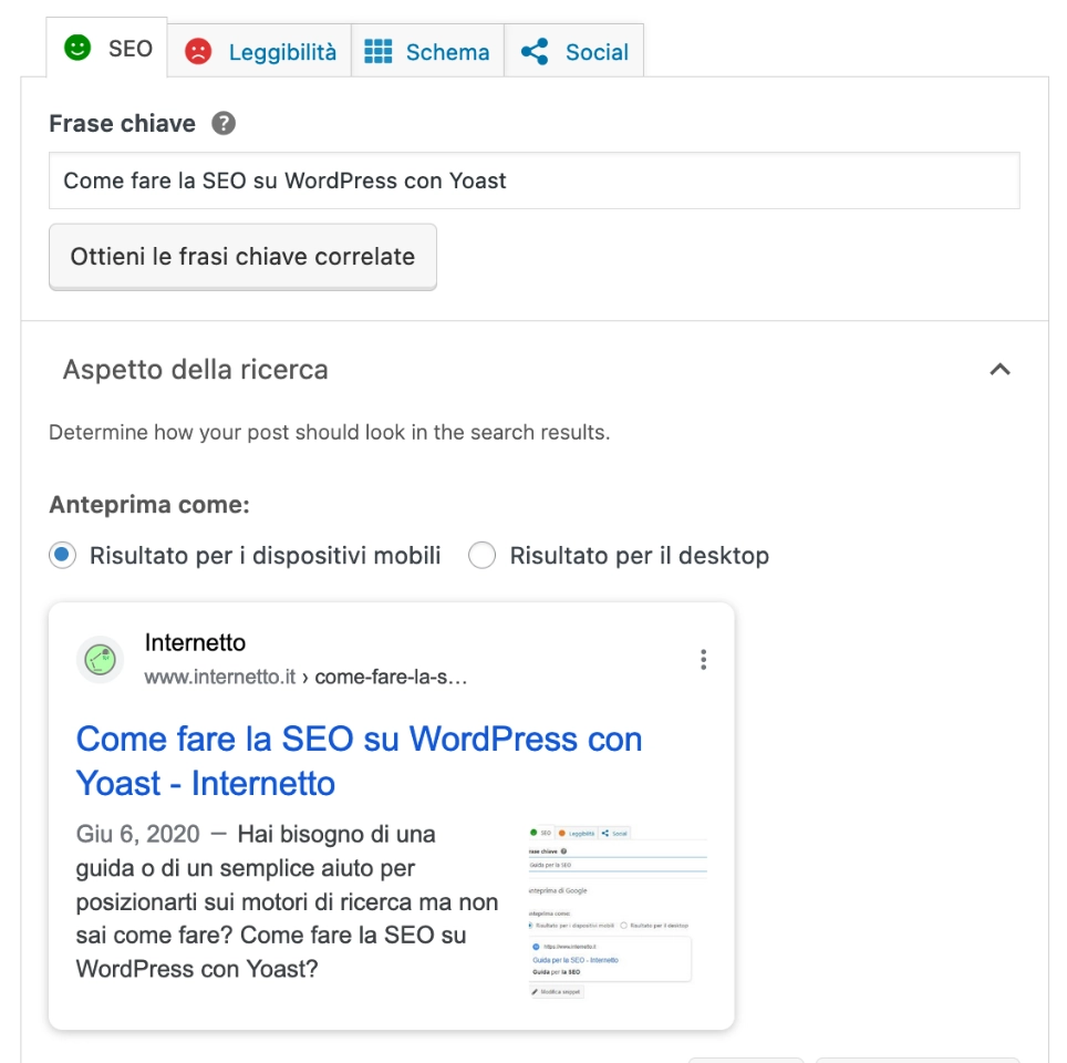 Come fare la SEO su WordPress con Yoast Linterfaccia di Yoast a fondo articolo